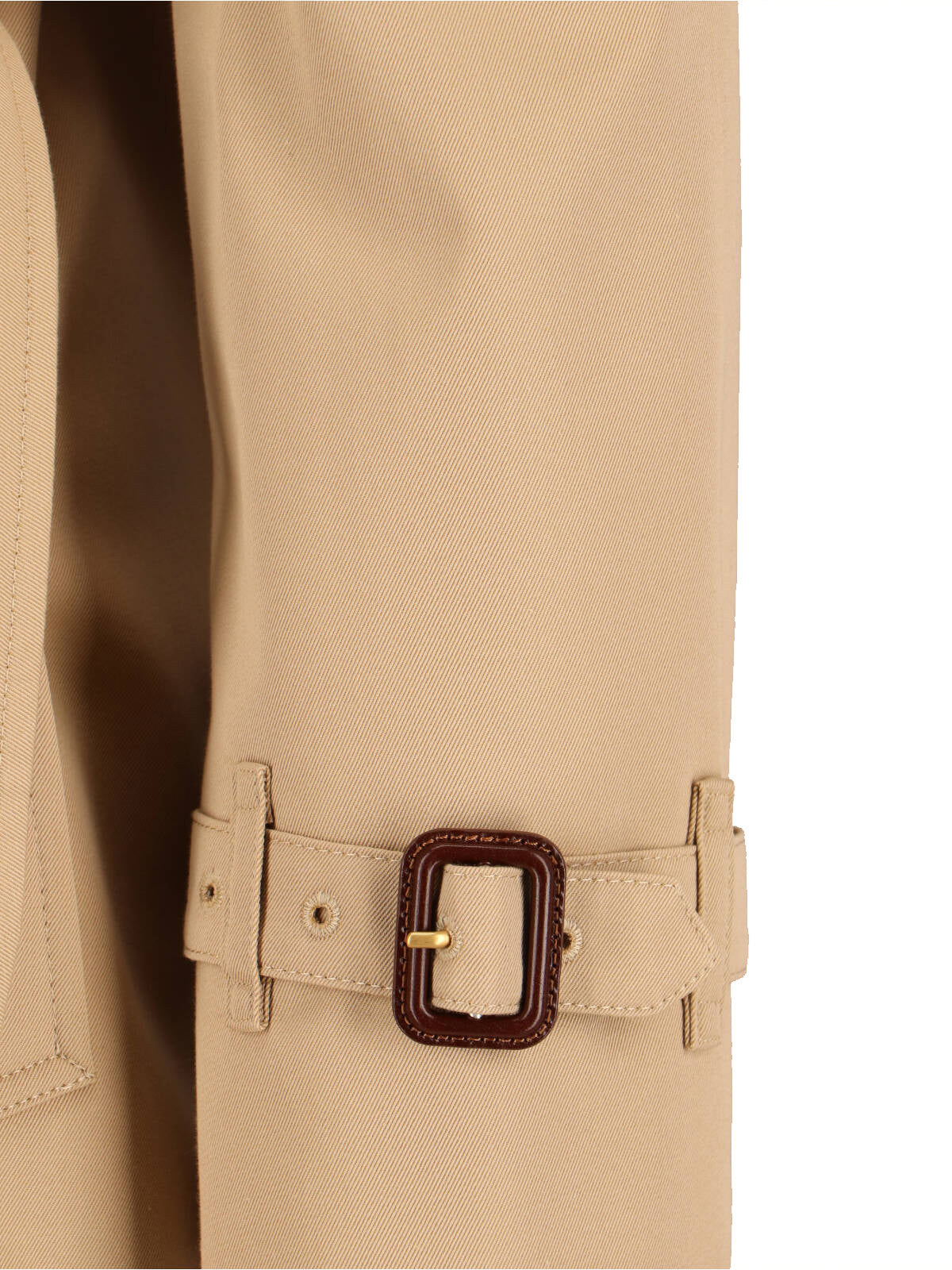 Beige Cotton Double-Breasted Trench Coat