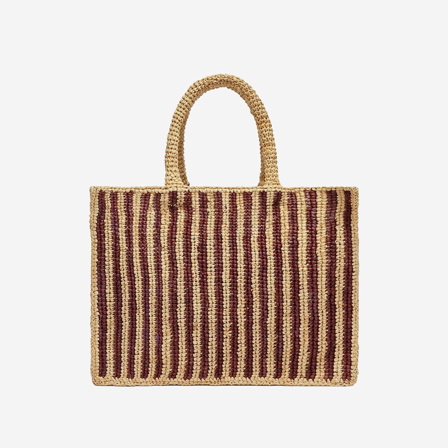 Rectangular Woven Tote Bag with Textured Logo