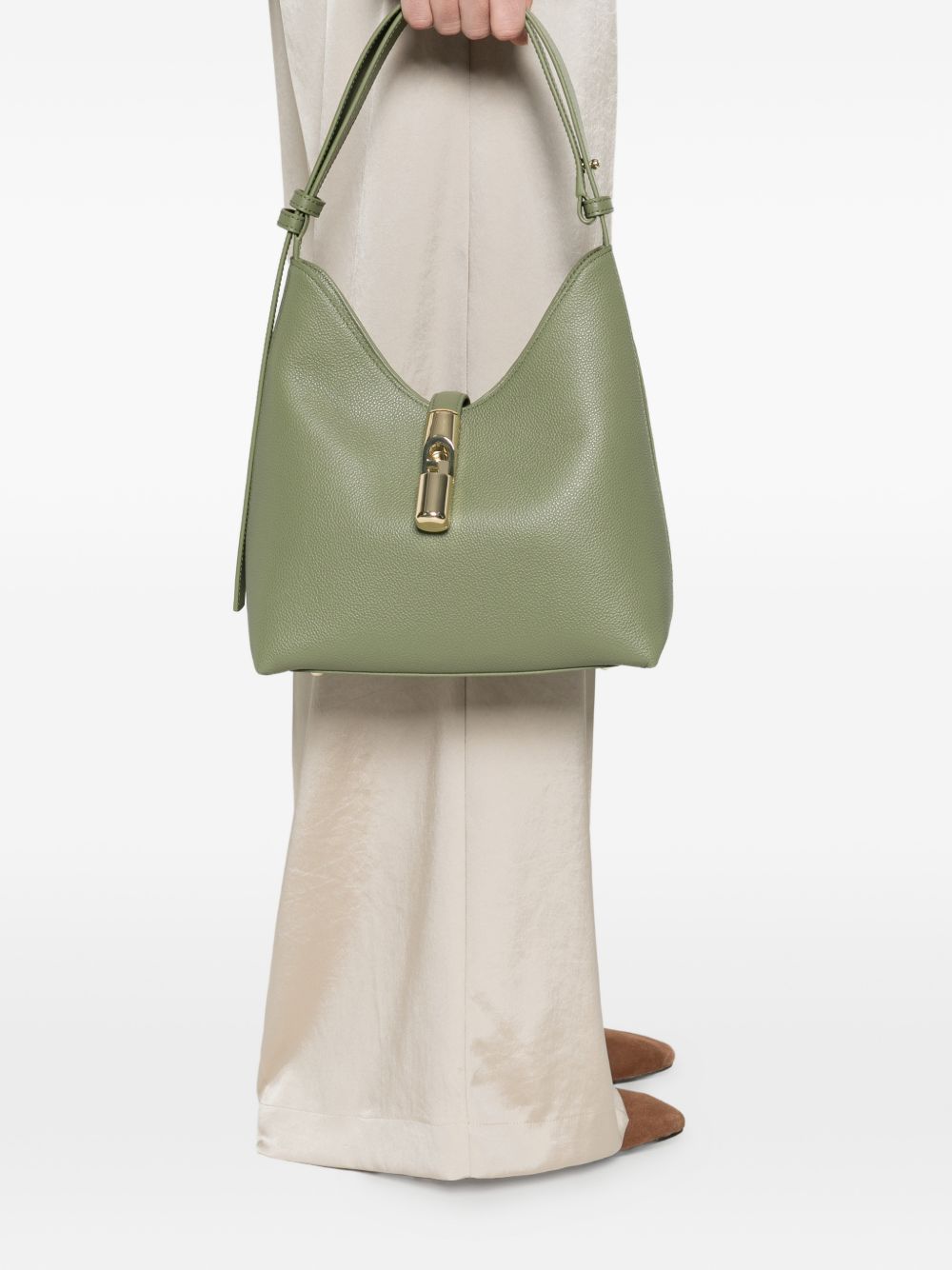 Structured Handbag In Pebbled Leather