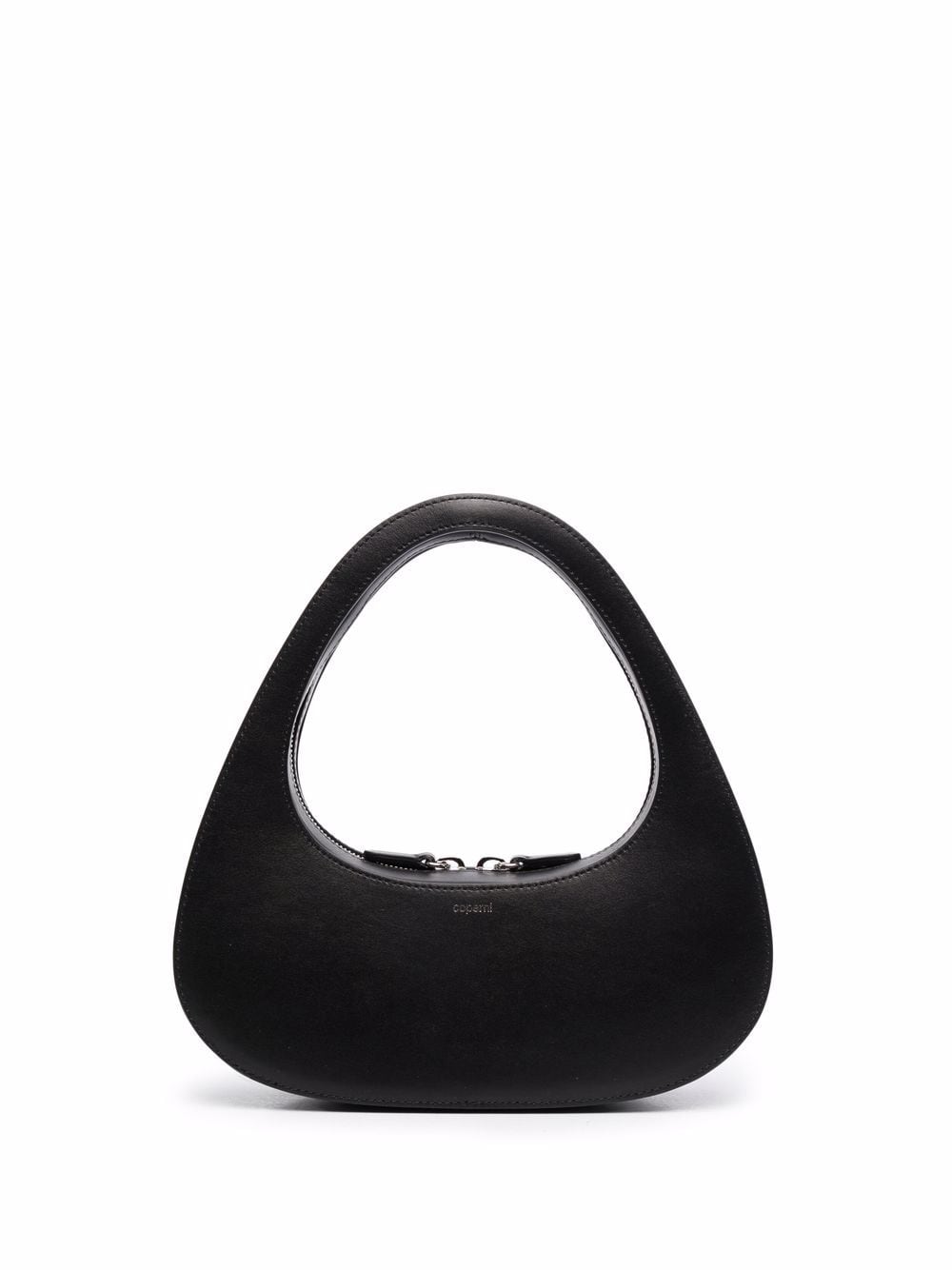 Rounded Triangular Black Leather Handbag