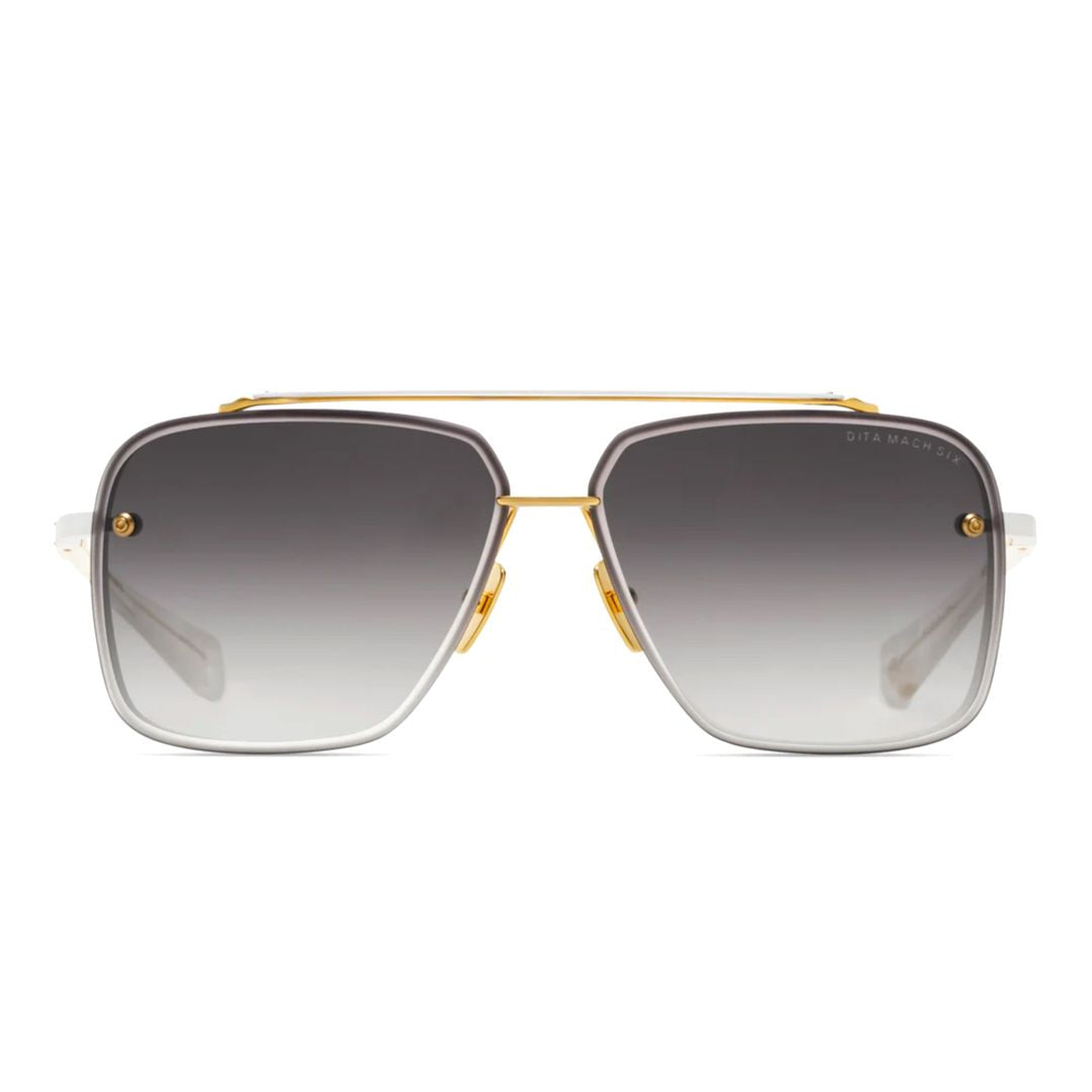 Mach-Six Geometric Square Frame Sunglasses with Gold-tone Accents