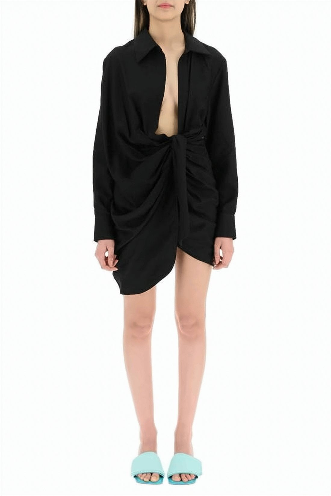 Midi Dress with Deep V Neckline