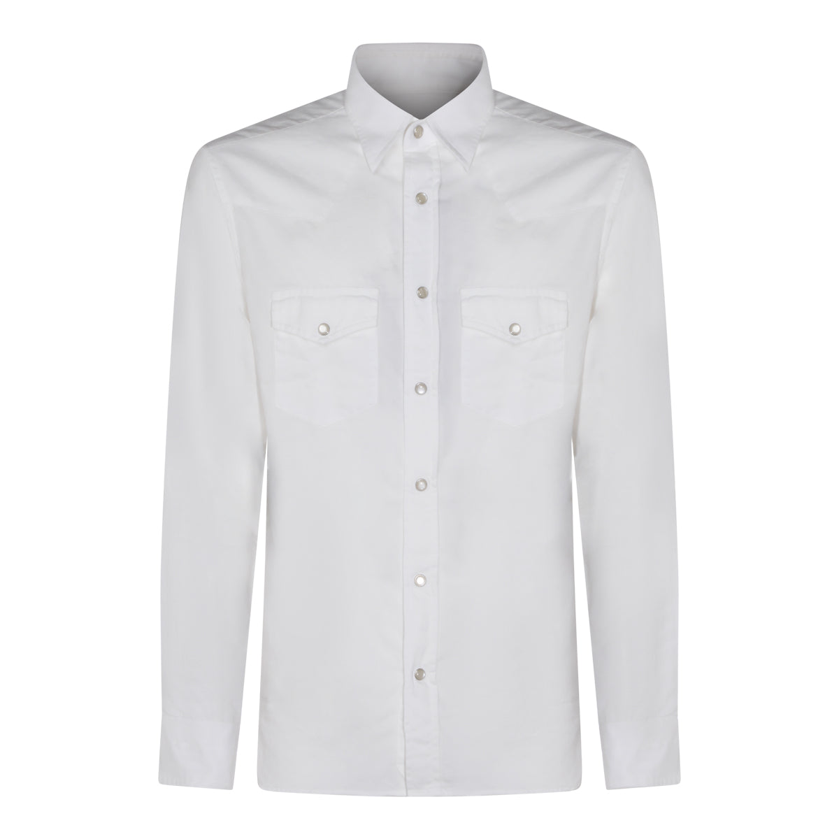 Classic White Cotton Shirt with Button-down Front