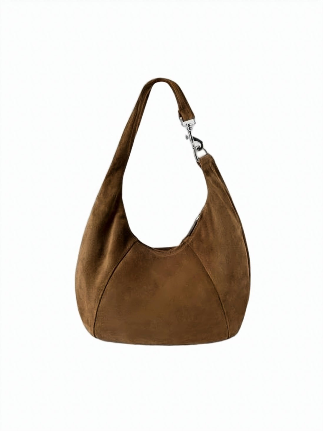 Crescent-Shaped Brown Shoulder Bag