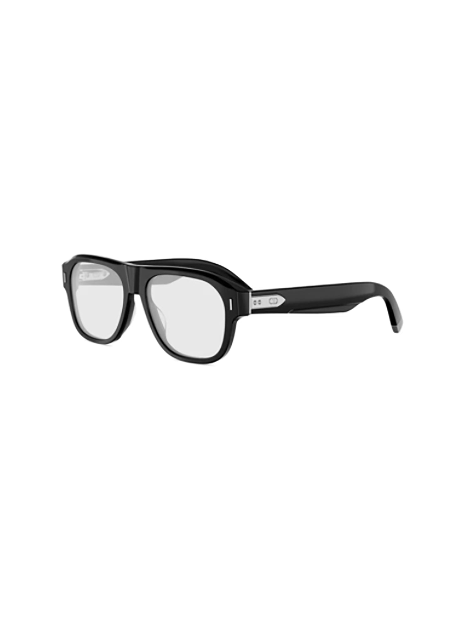 Rectangular Black Eyeglasses with Silver Accents