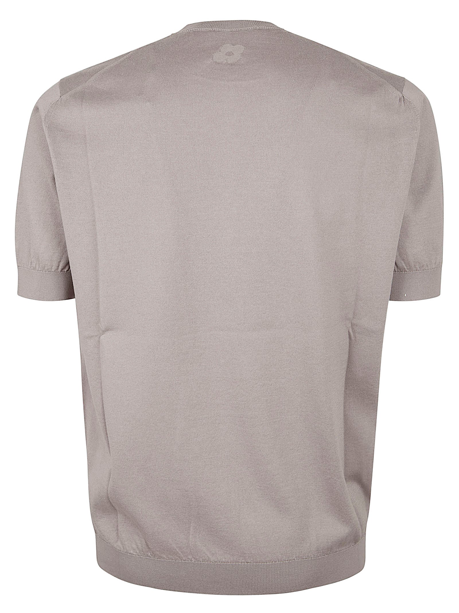 Short-Sleeved Crew Neck Cotton Sweater With Ribbed Cuffs
