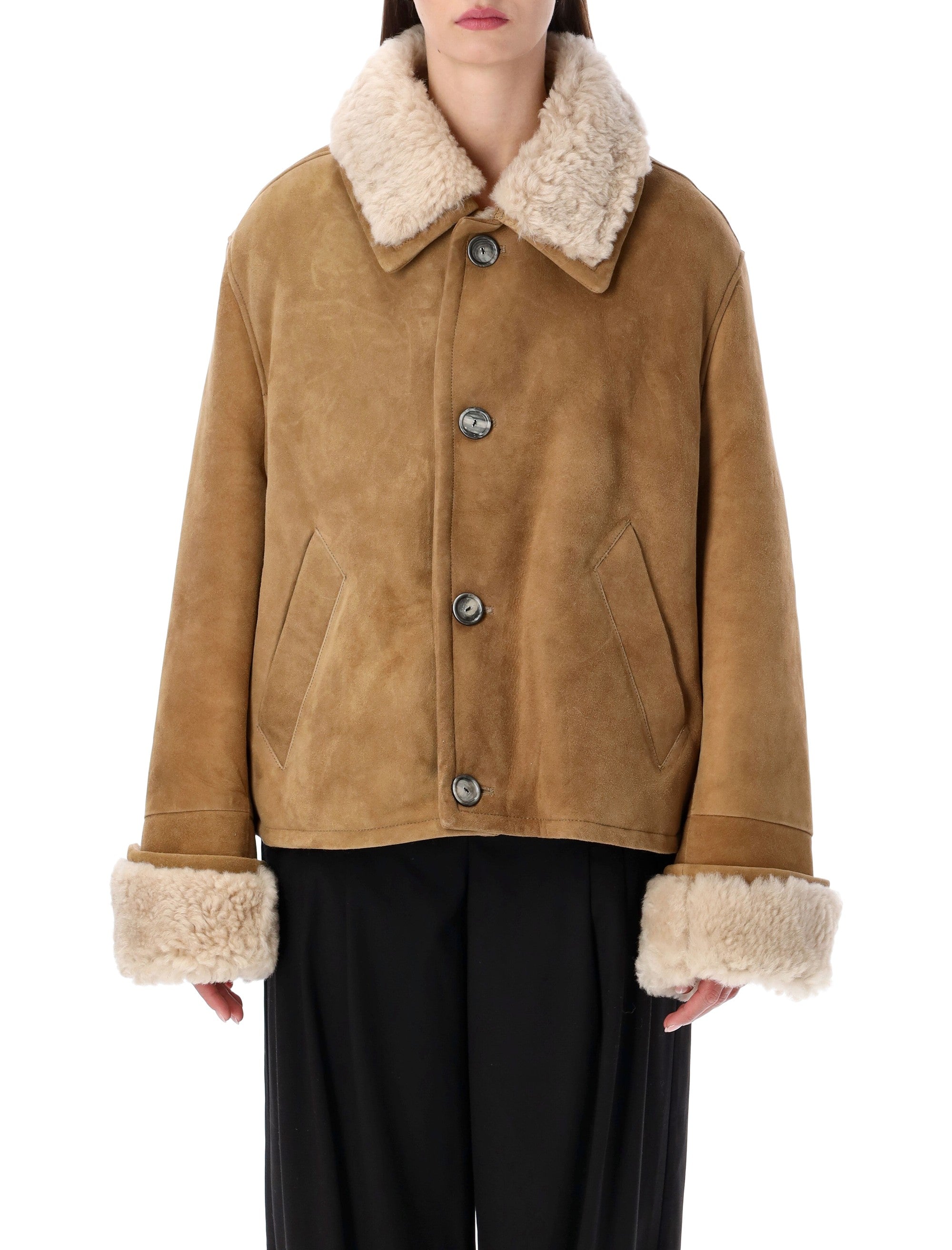 Brown Cropped Shearling Jacket