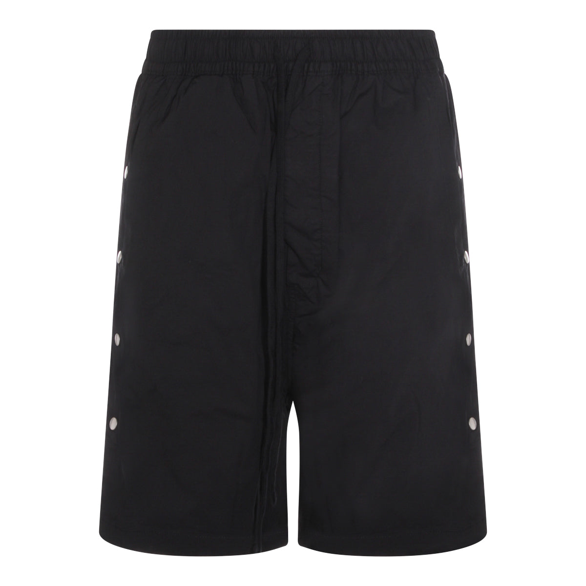 Black Cotton Elasticated Waist Shorts