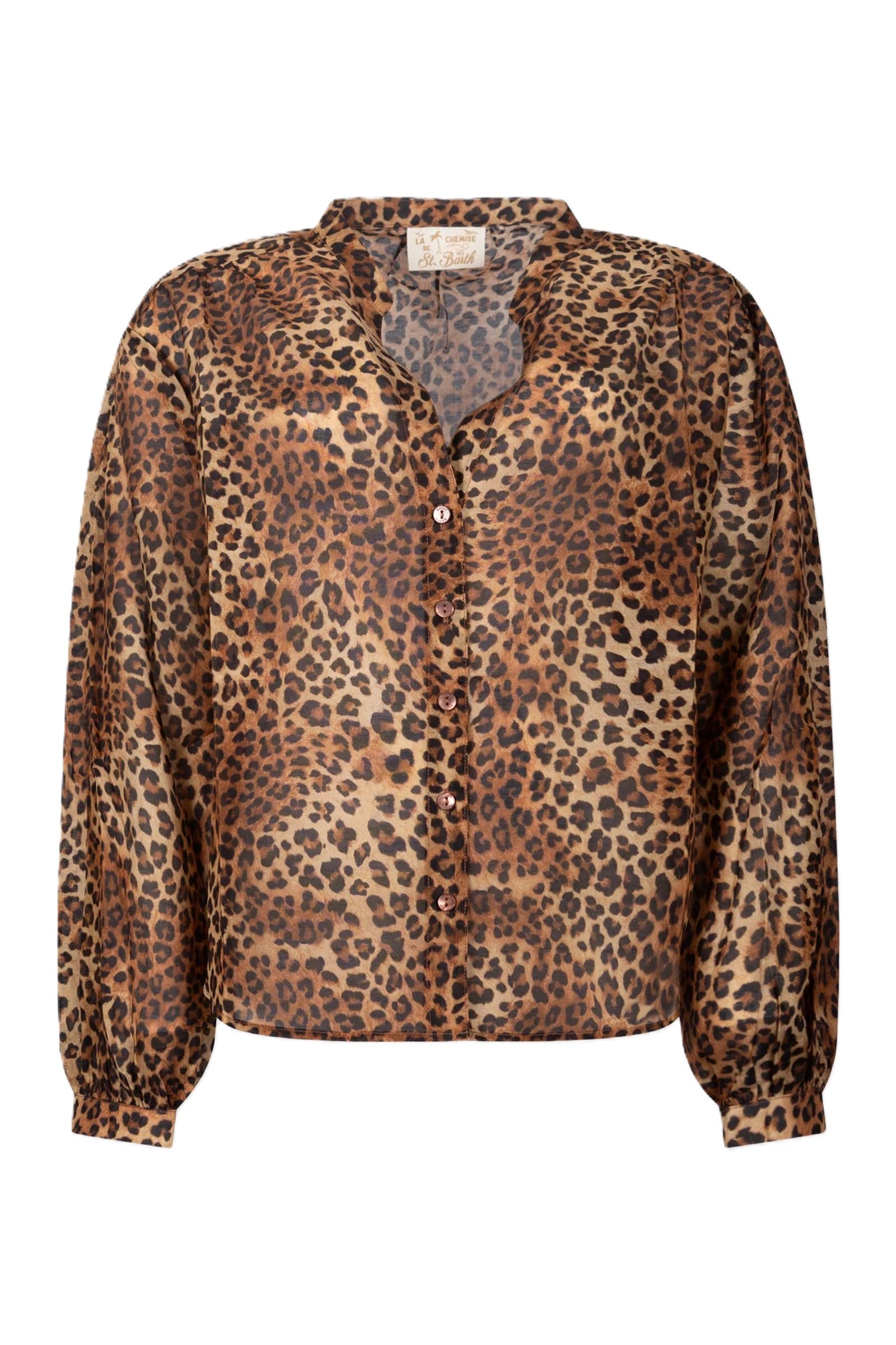 Cropped Blouse with Bold Leopard Print