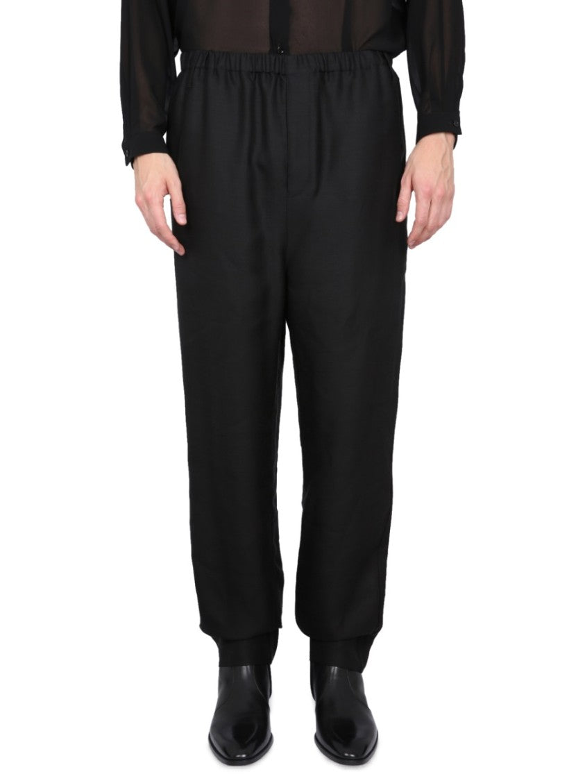 High-Waist Black Pants With Elastic Waistband