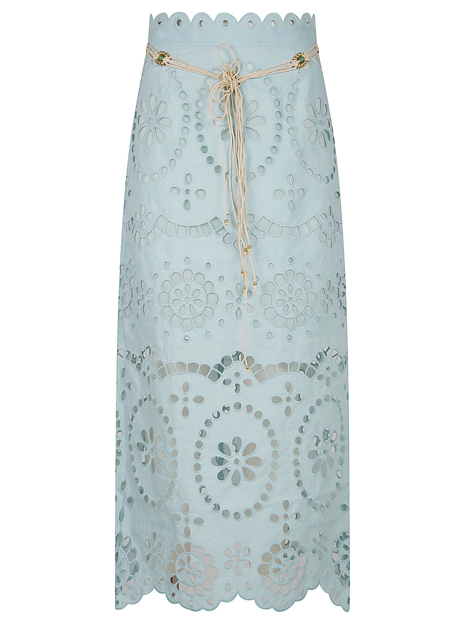 Fitted Midi Skirt with Scalloped Embroidery