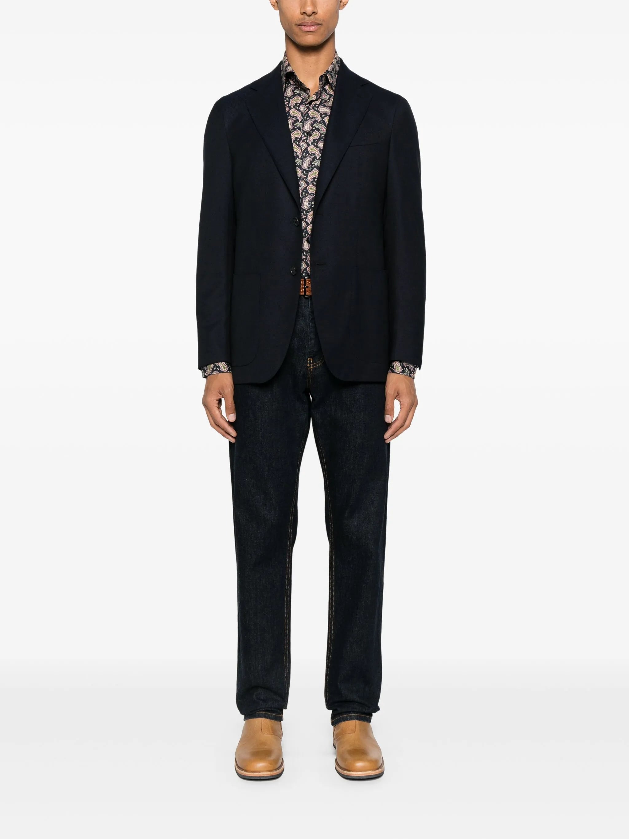 Roma Tailored Black Paisley Cotton Shirt