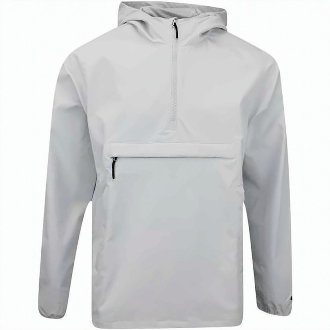 Lightweight White Hooded Pullover with Half-Zip