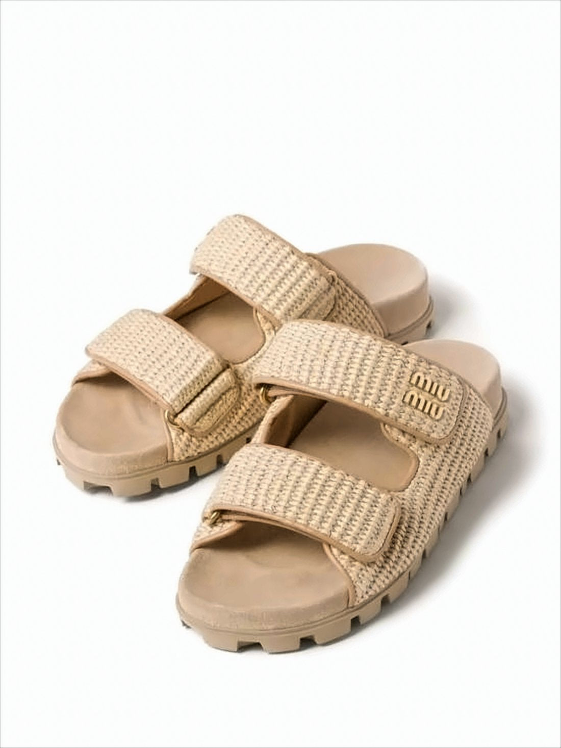 Textured Calfskin Sandals with Adjustable Velcro Straps