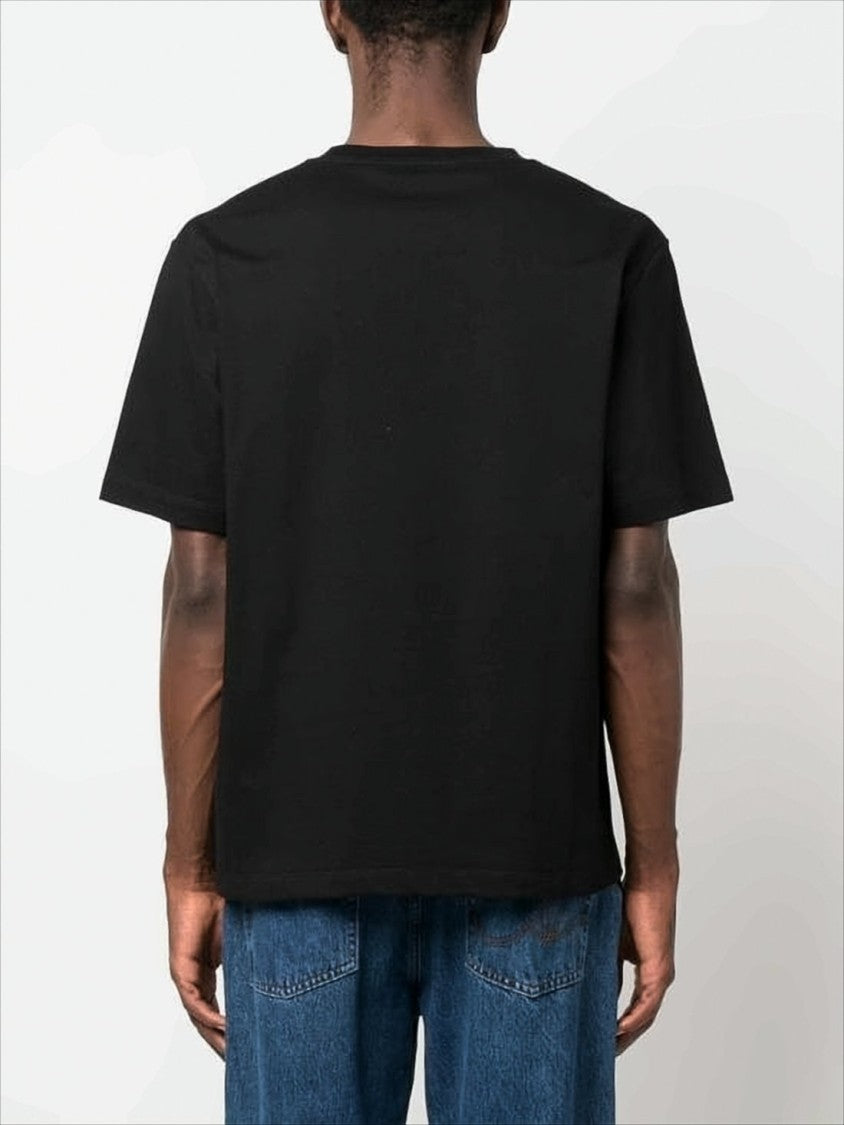 Black Short-Sleeve T-Shirt with Contrast Pocket Detail