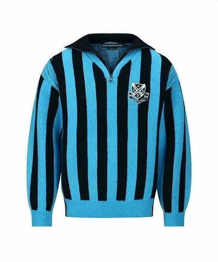Vertical Striped Half-Zip Sweater