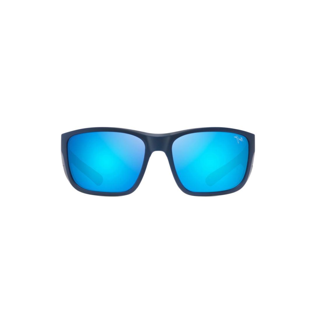Amberjack Bold Rectangular Sunglasses with Reflective Blue Lenses