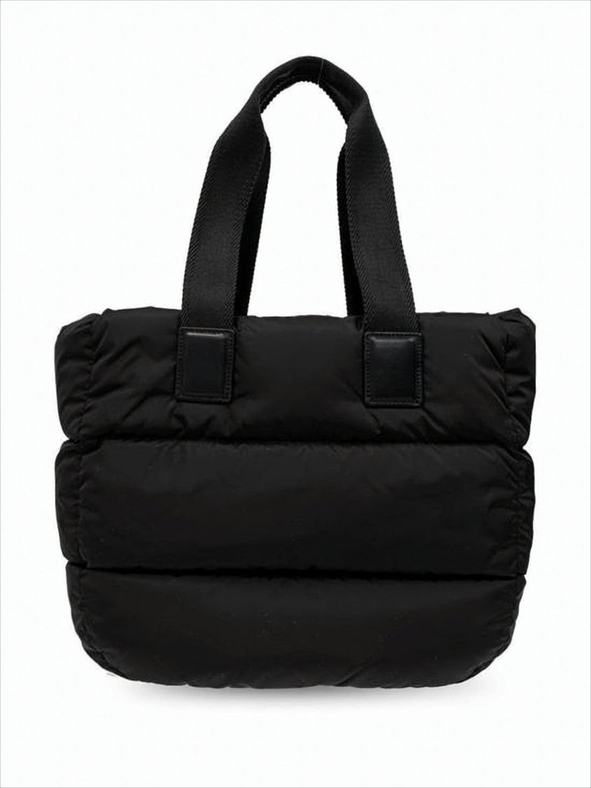 Quilted Black Tote Bag with Padded Design