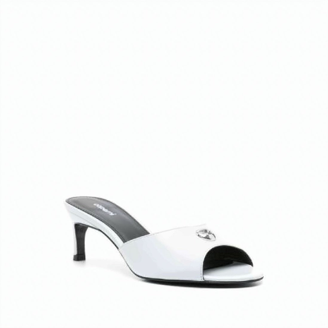 Open-Toe Leather Mule Pumps with Mid-Height Heel