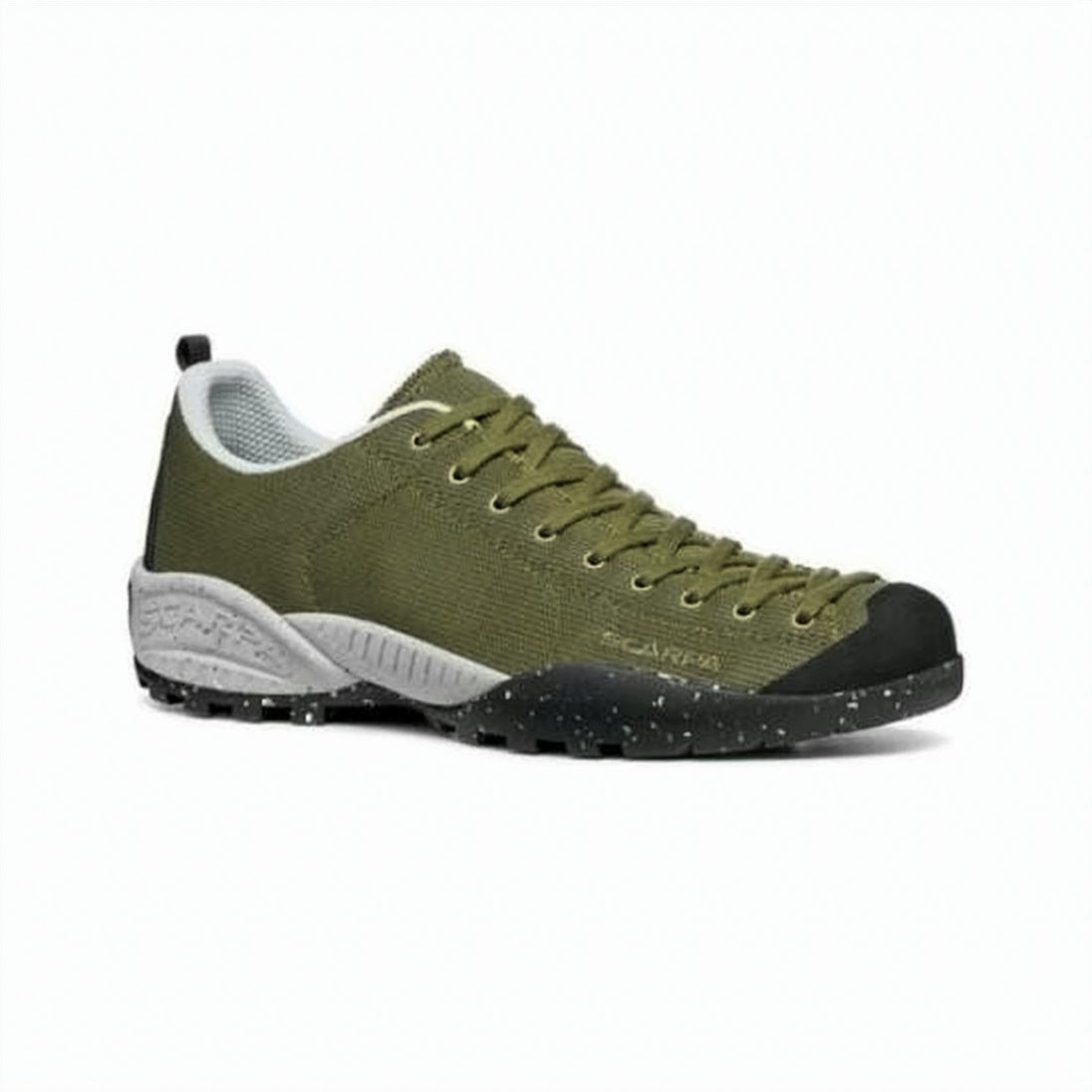 Textured Olive Green Low-Top Sneaker with Speckled Outsole