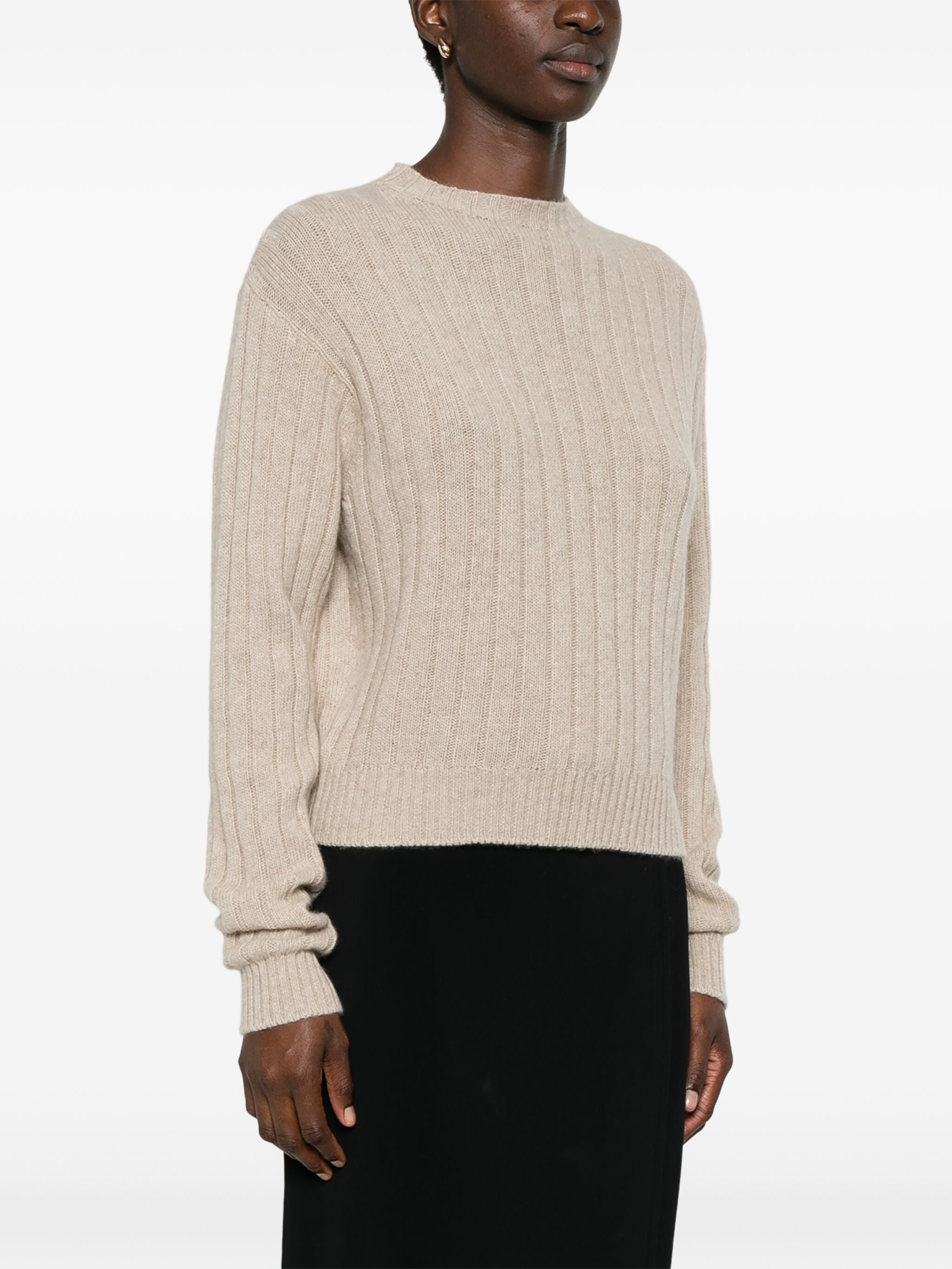 Regenerated Cashmere Cropped Ribbed Sweater