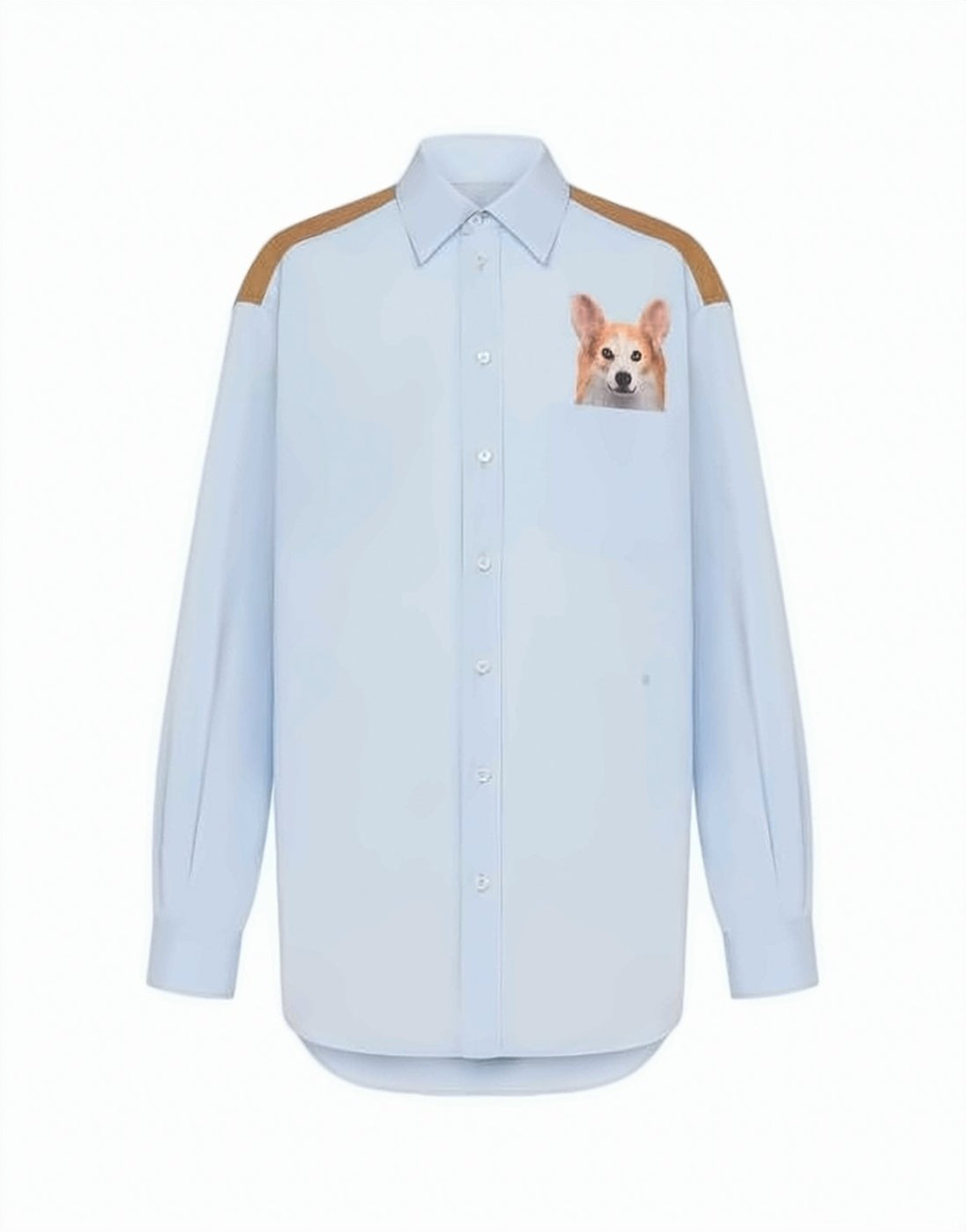 Button-Up Shirt with Playful Dog Graphic