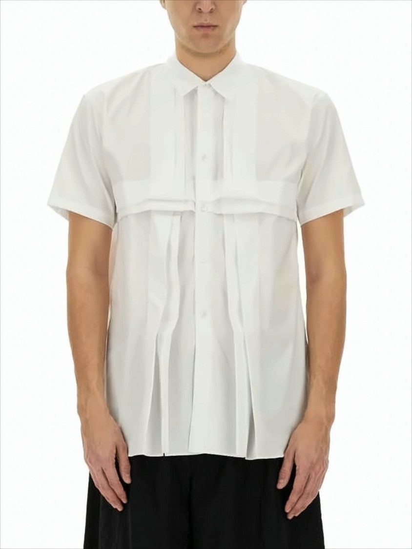 Short-Sleeved Textured Shirt with Classic Collar