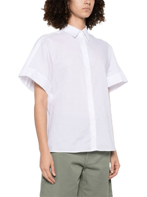 Cotton Shirt With Classic Collar And Kimono Sleeves