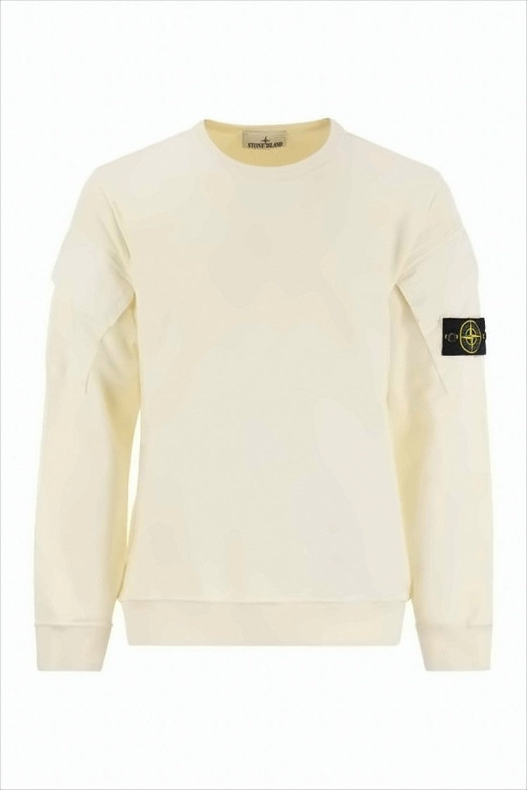 Minimalist Long-Sleeve Cotton T-Shirt With Compass Patch