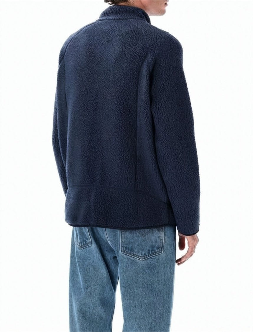 Textured Fleece Casual Jacket With Stand Collar