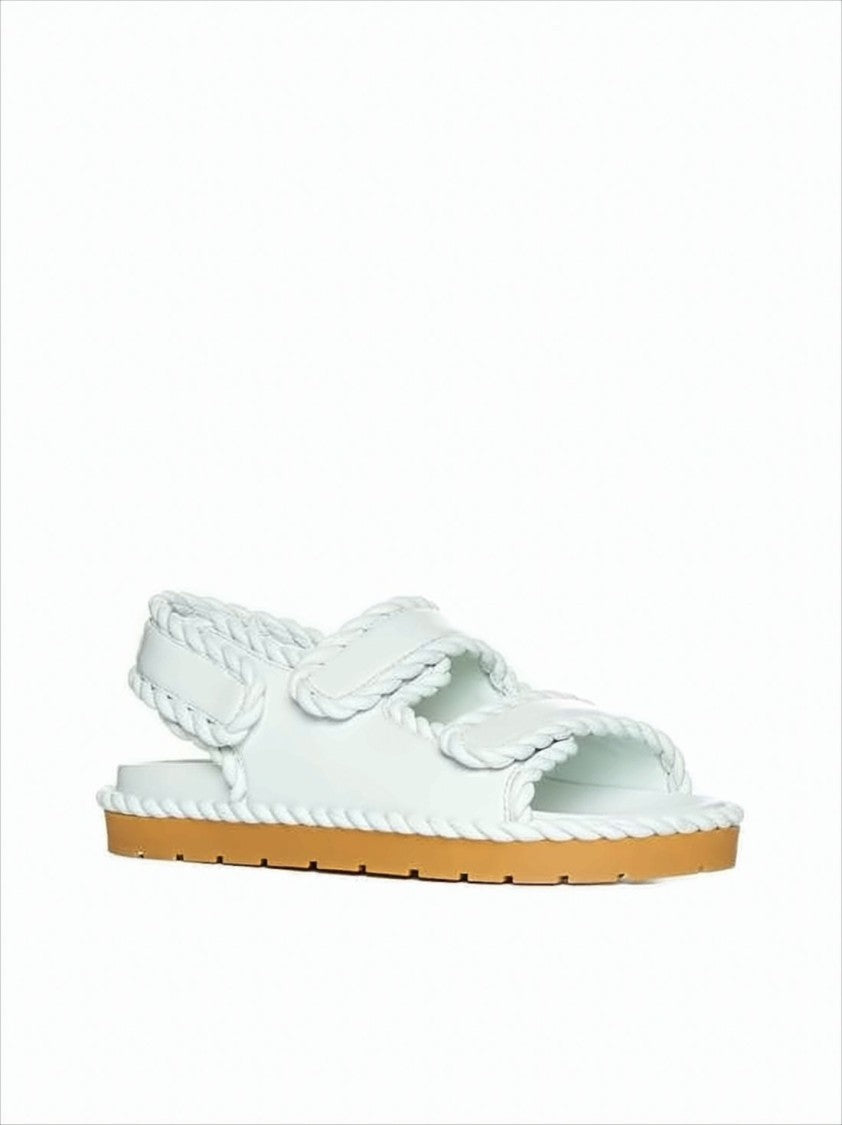 Braided White Lamb Leather Sandal