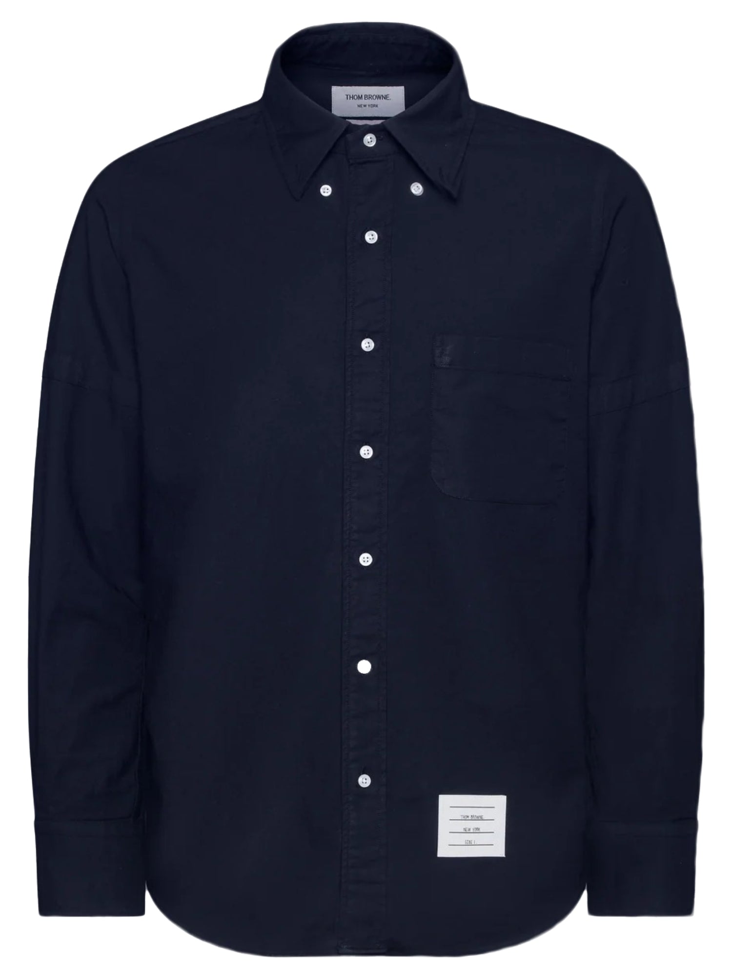 Long-Sleeve Button-Up Shirt with Structured Collar and Minimalist Design