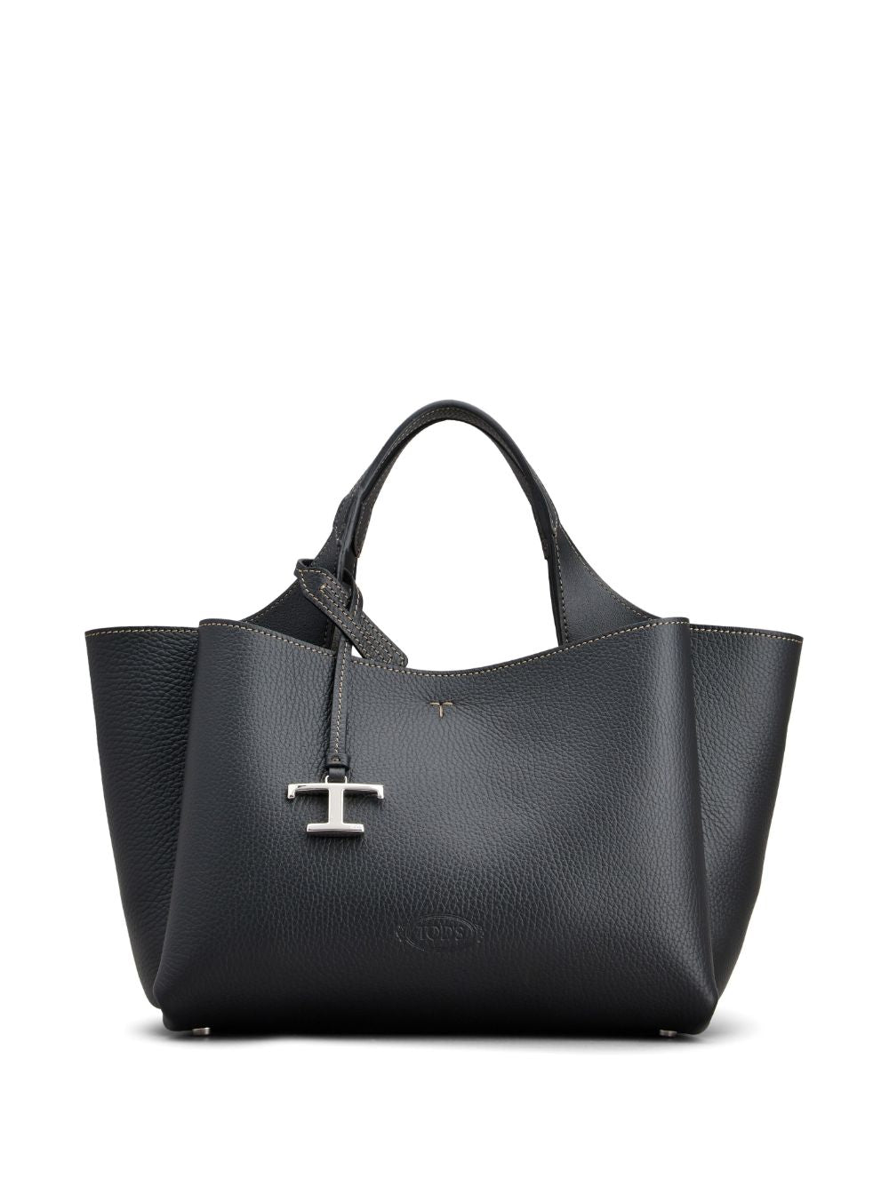 Grained Leather Tote Bag With Debossed Logo
