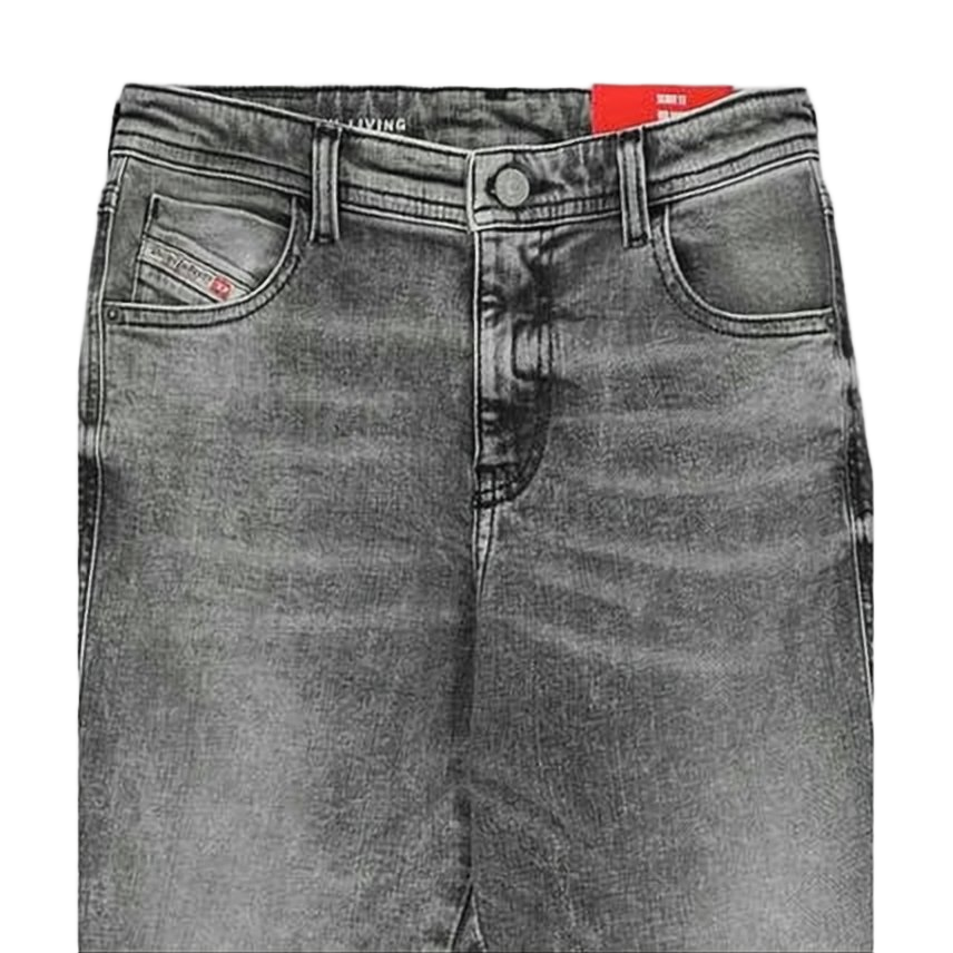Mid-Rise Grey Wash Straight-Leg Denim Pants