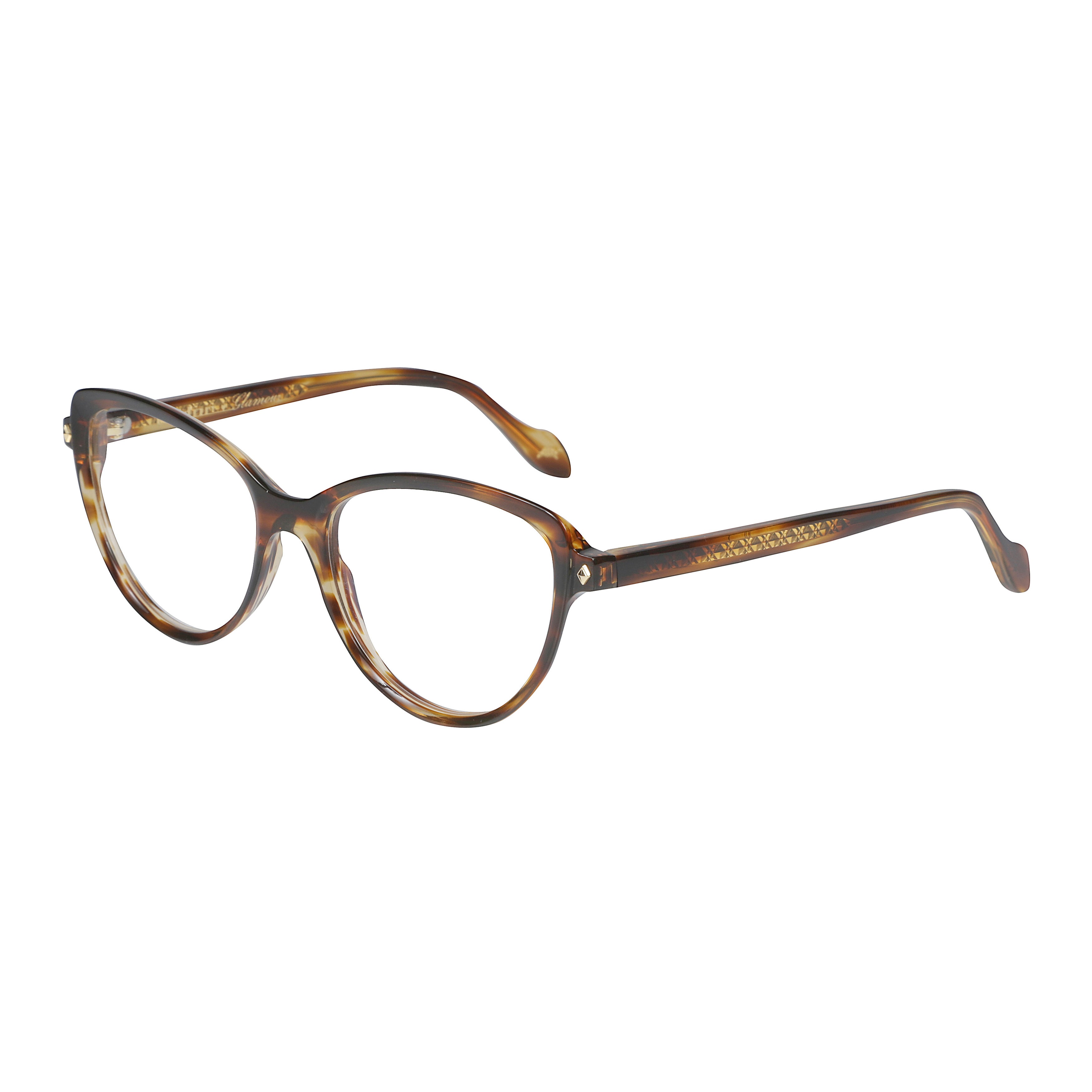 Melany Glamour-V Cat-Eye Tortoiseshell Sunglasses with Gold Accents