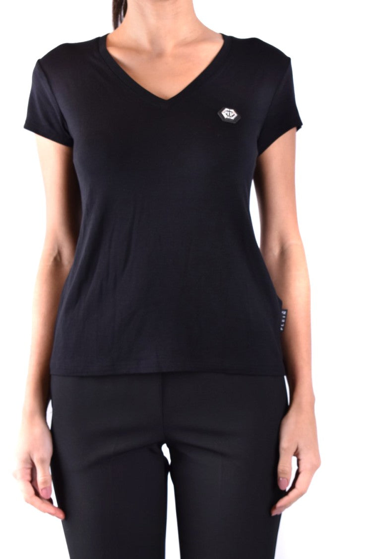 V-Neck Cotton T-Shirt With Iconic Logo Detail And Fit