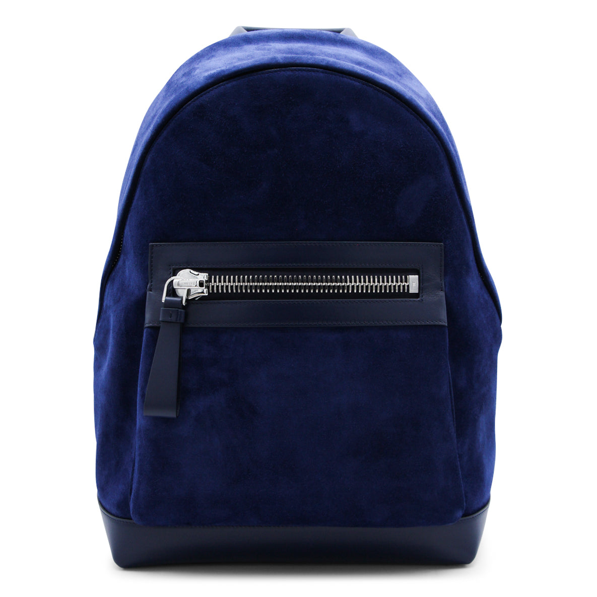 Navy Suede Backpack with Front Zip Pocket
