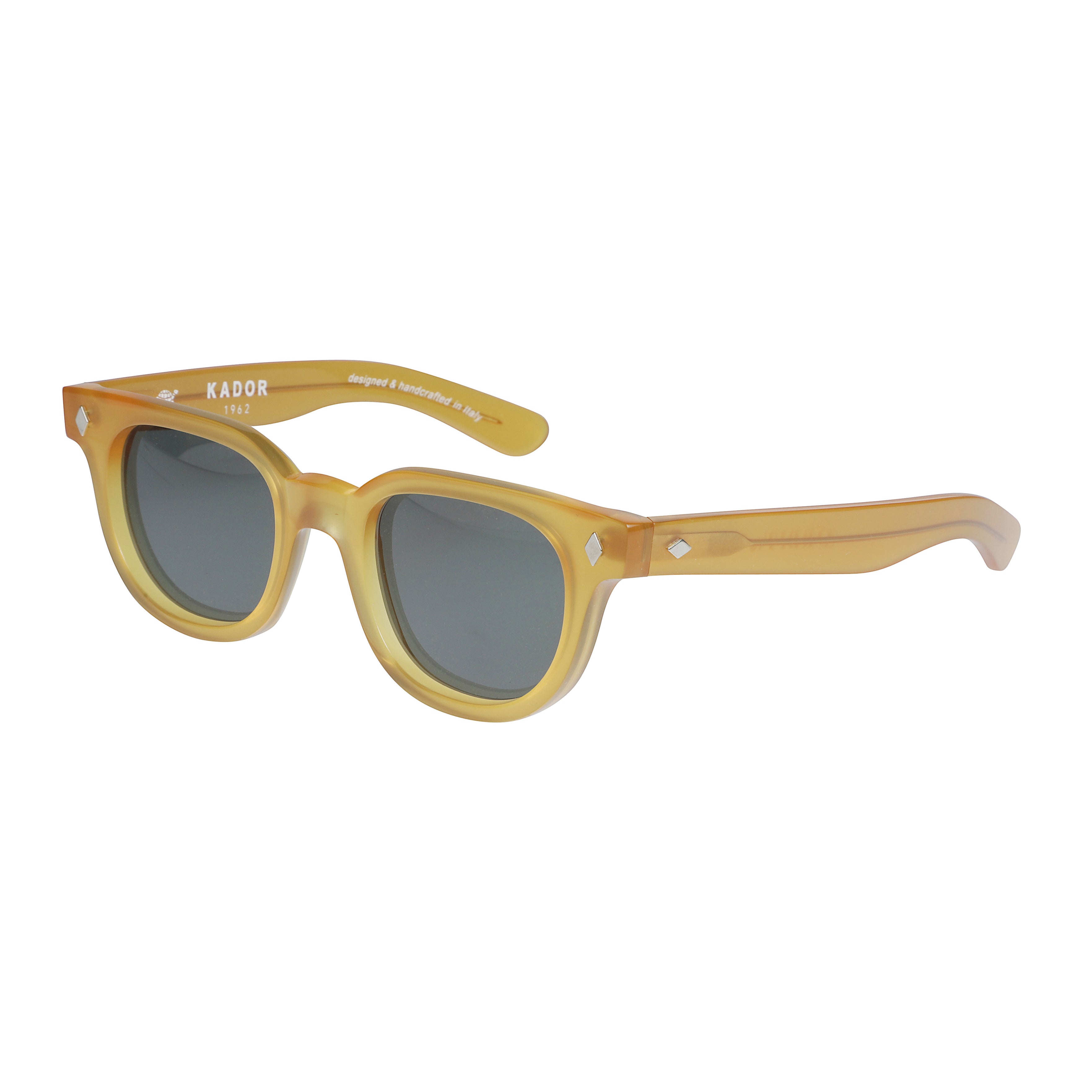Orbit Translucent Amber-Yellow Square Frame Sunglasses with Metallic Accents