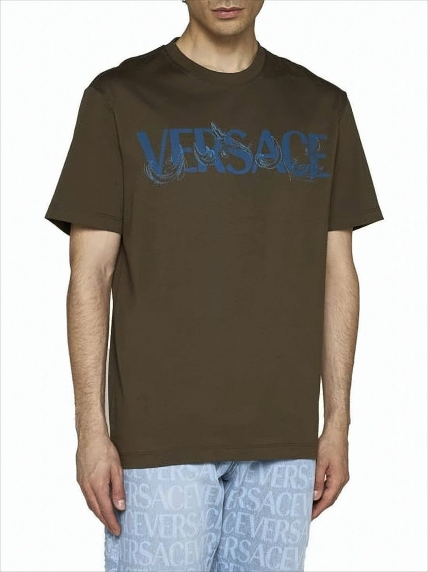 Olive-Brown Graphic Logo Short-Sleeve T-Shirt