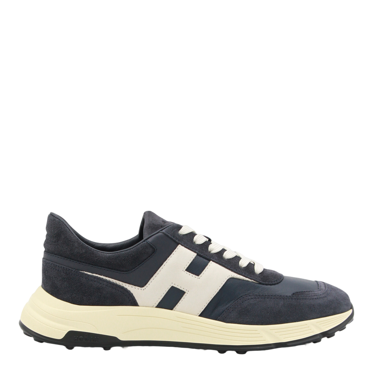 Navy Blue Suede and Leather Sneakers