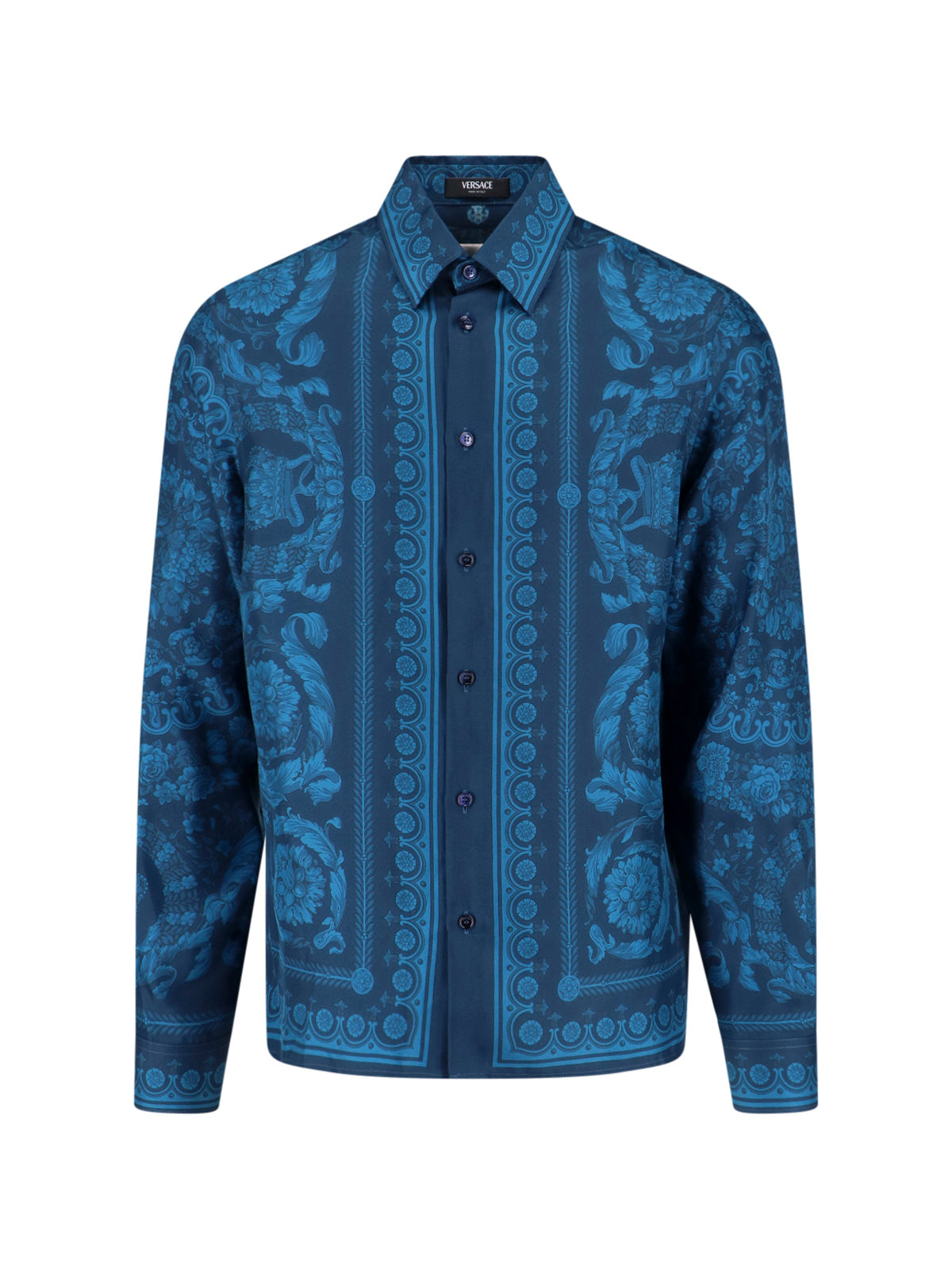 "Barocco" Silk Shirt – Blue