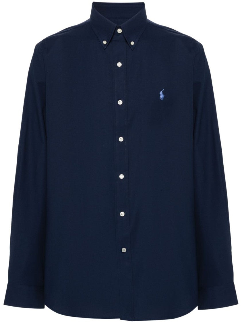 Tailored Blue Shirt With Classic Button-Down Collar