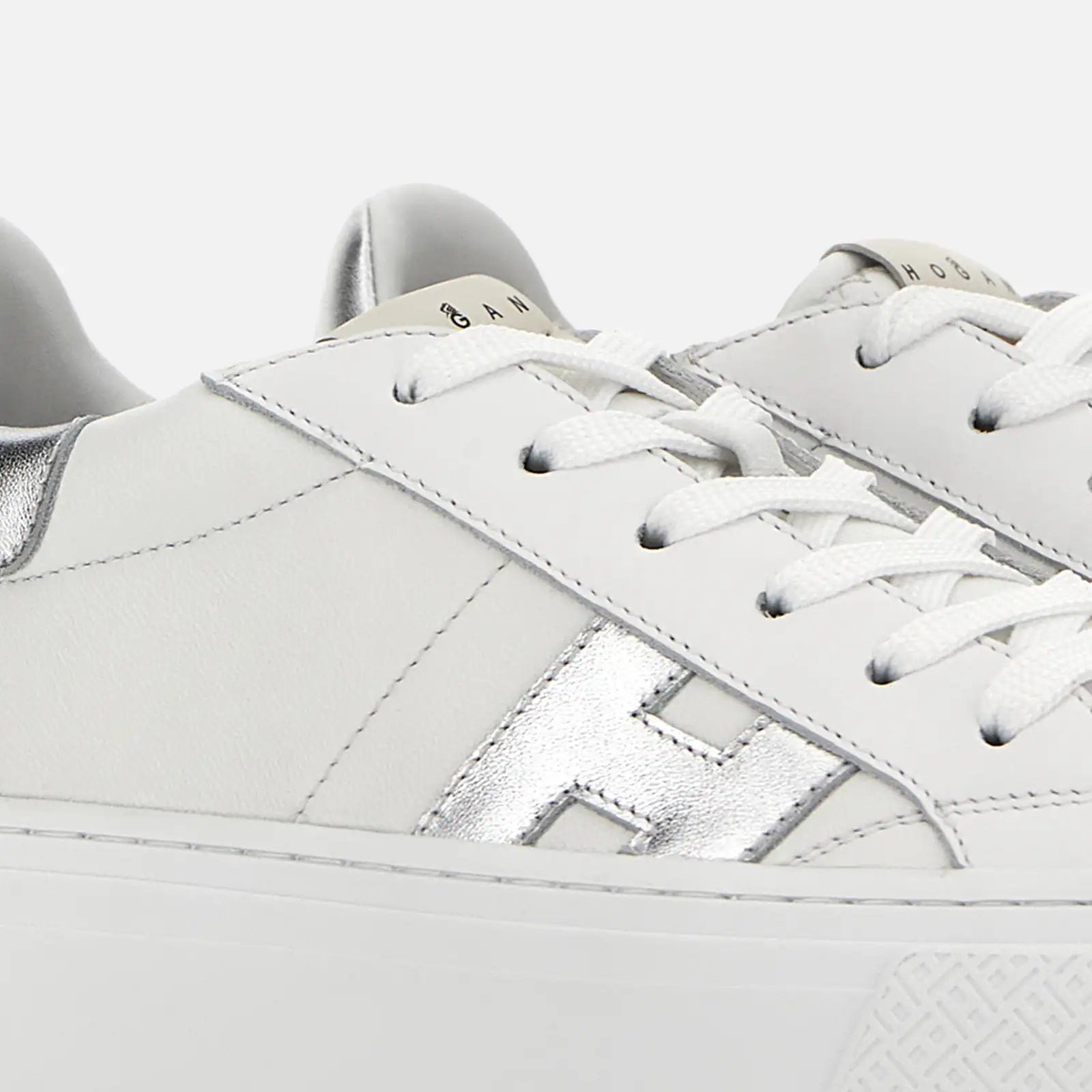 White Silver H705 Allacciato H Leather Lace-Up
