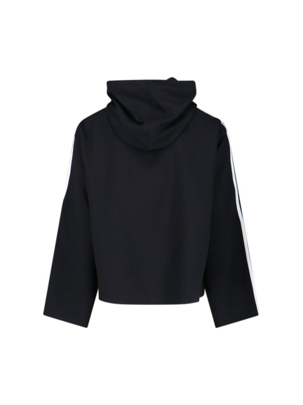 Cropped Black Hoodie With Iconic Three-Stripes