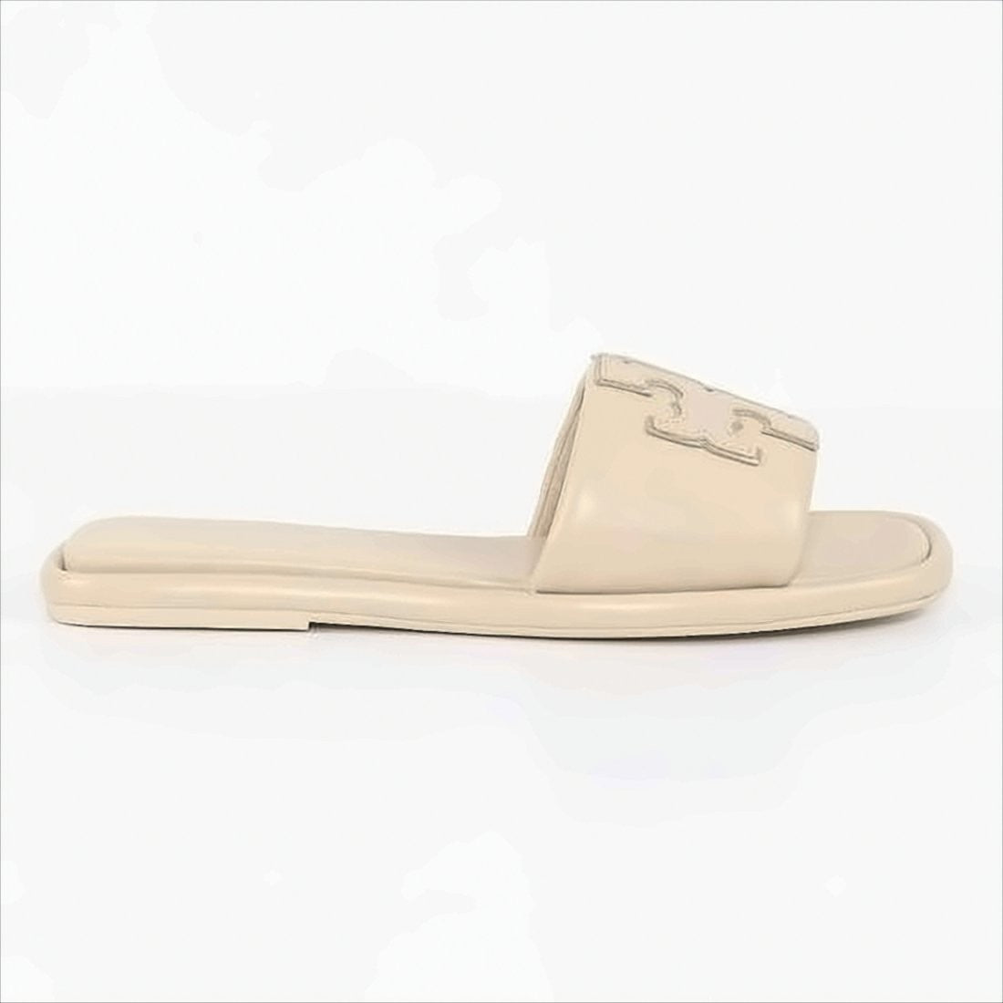 Minimalist Leather Slide Sandals with Stitched Logo