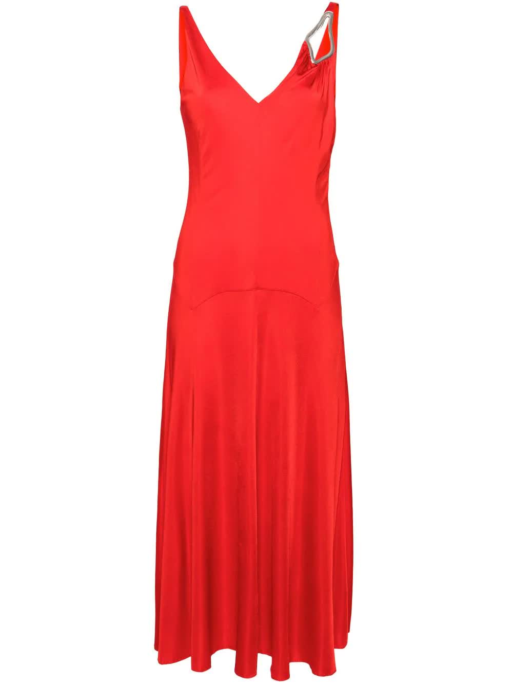 Red Abito Midi A-Line Viscose Dress
