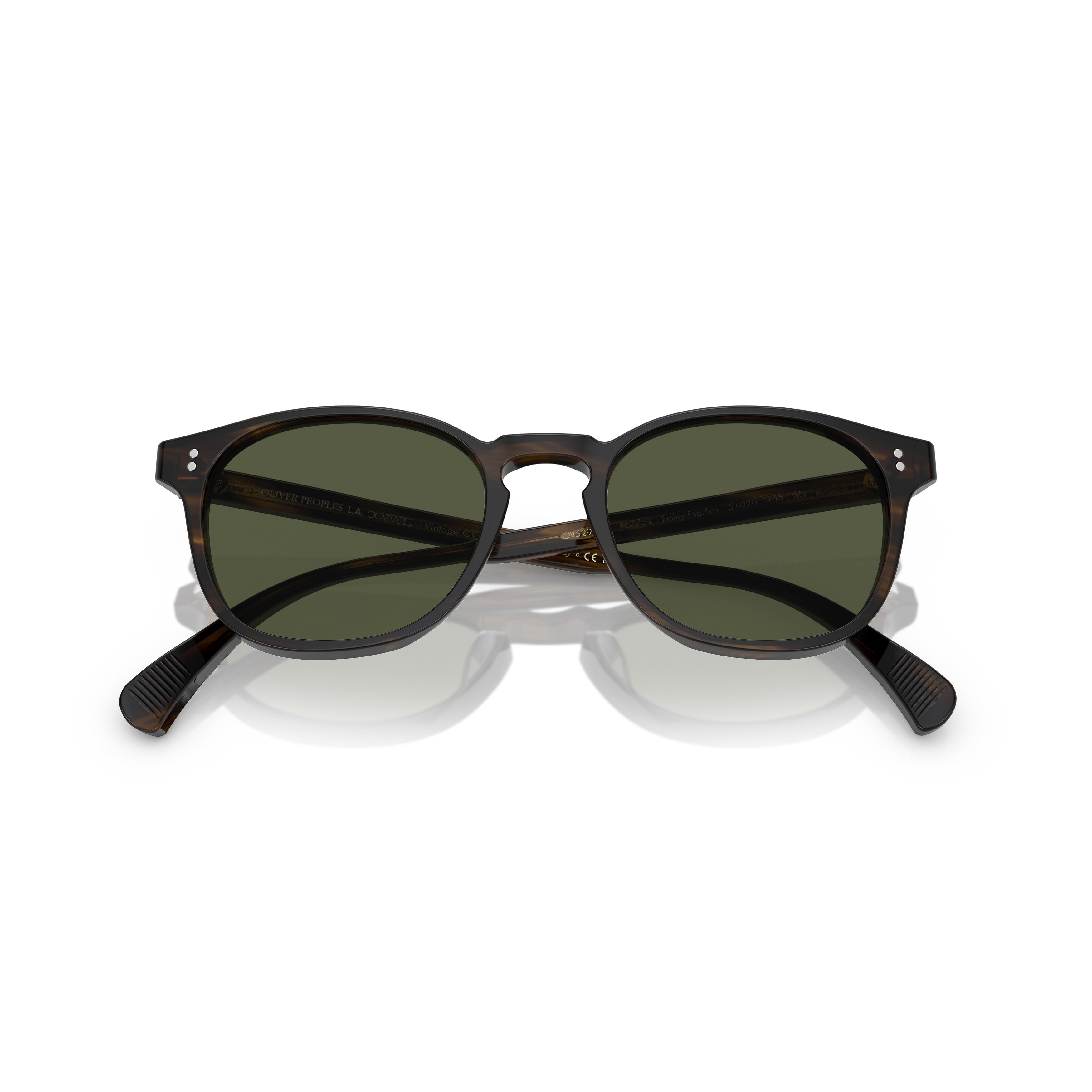 0ov5298su Classic Round Tortoiseshell Sunglasses with Dark Green Lenses