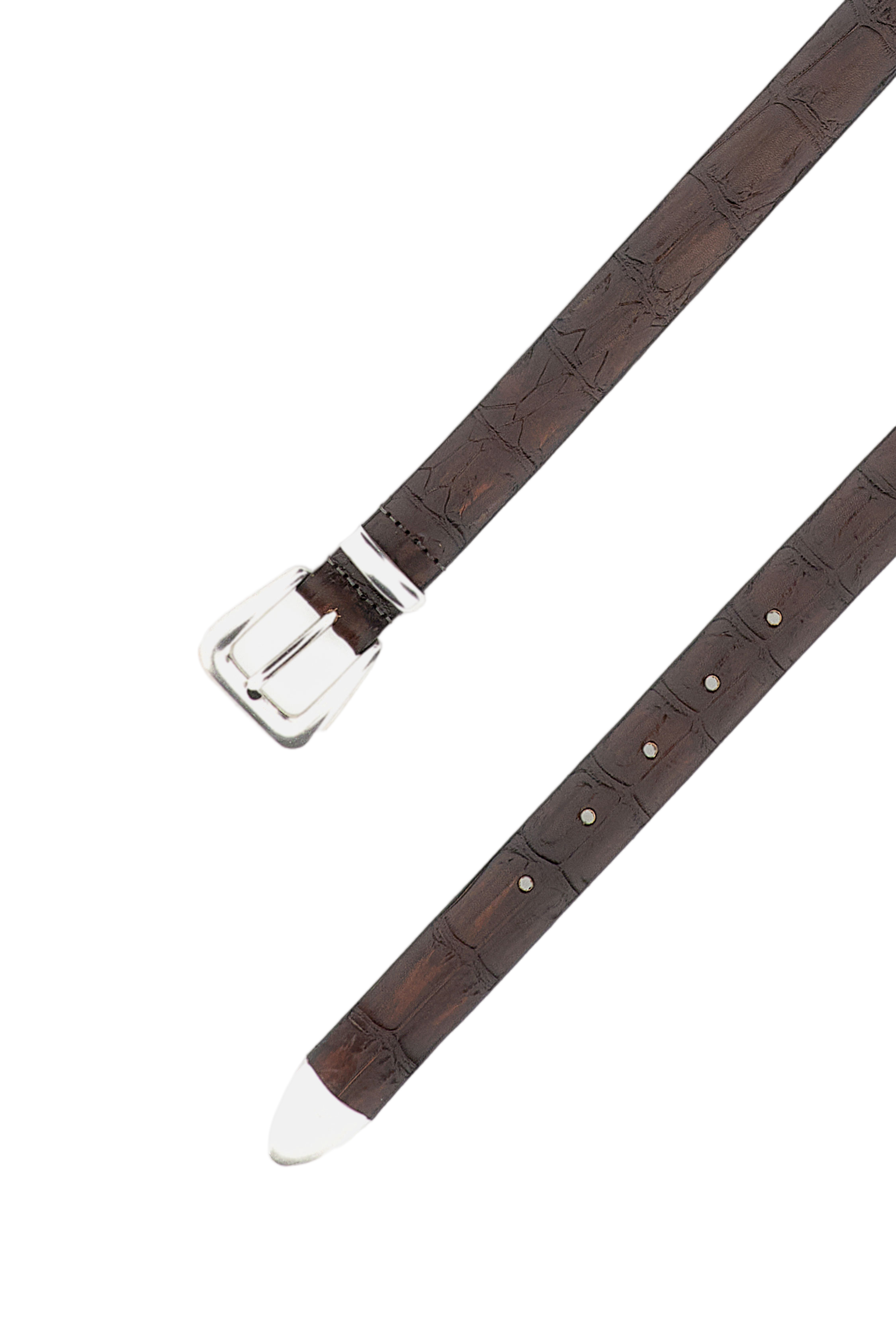 Textured Brown Leather Belt