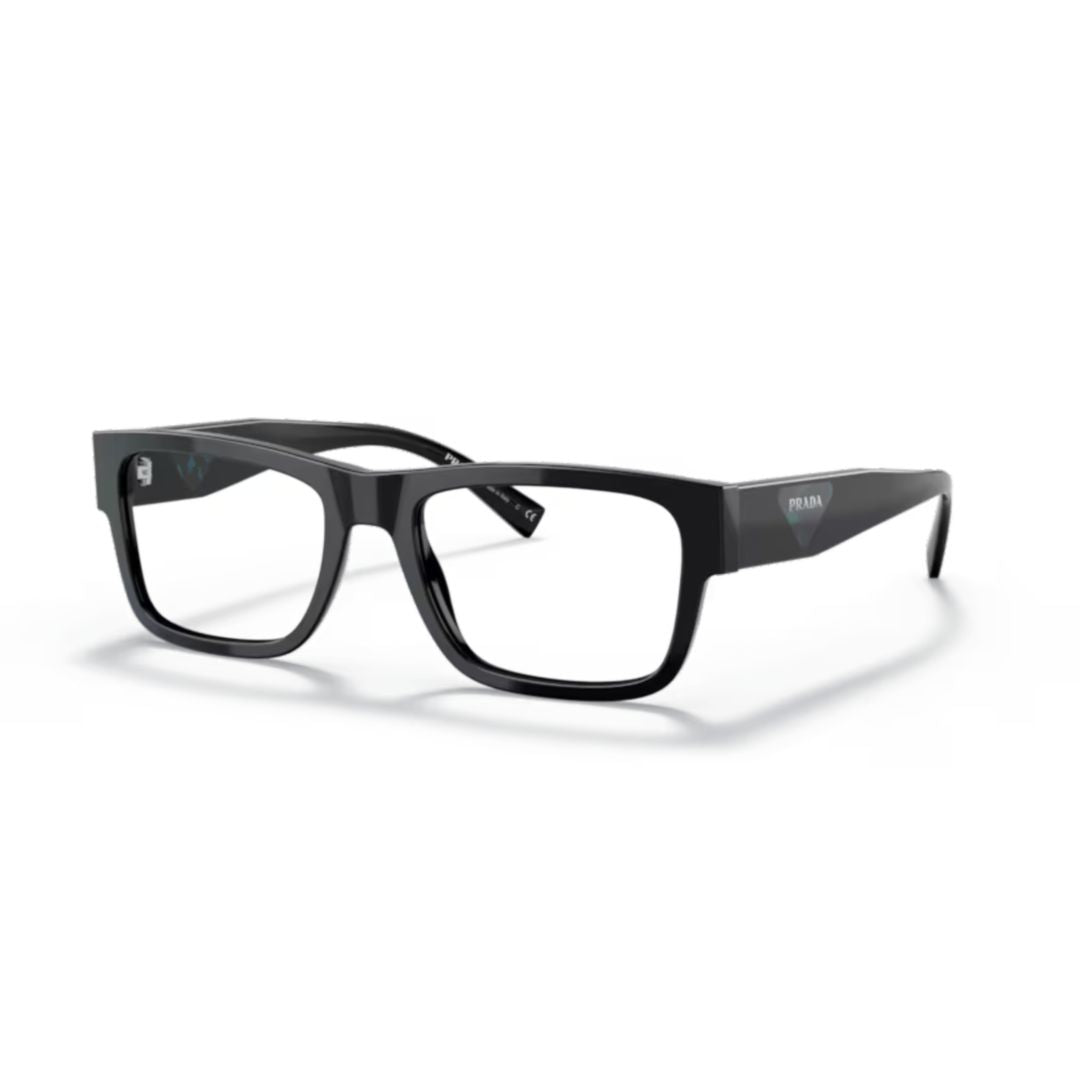 0pr 15yv Rectangular Glossy Black Acetate Sunglasses