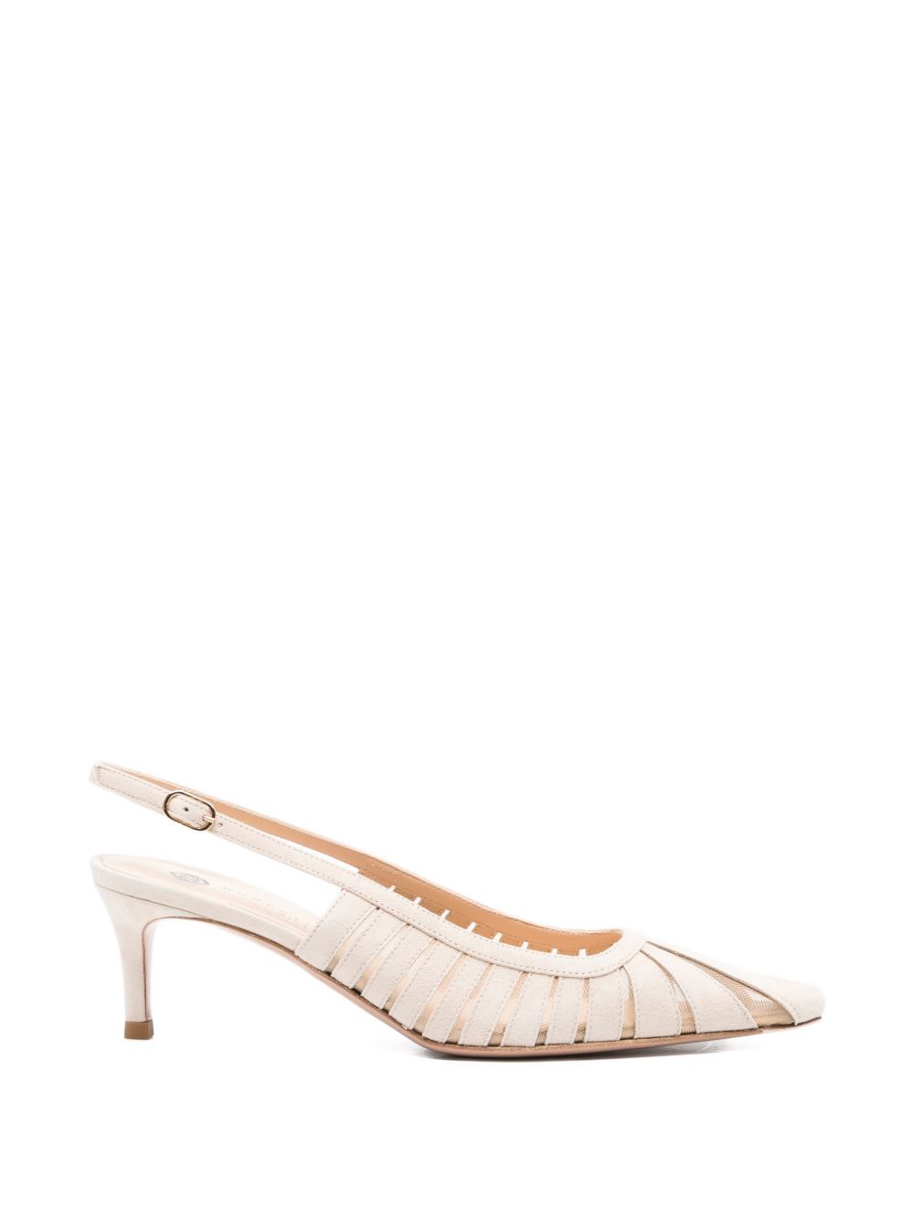 Ivory Pointed Toe Slingback Shoes with Strap